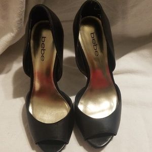 Bebe Black Open Toe Pumps